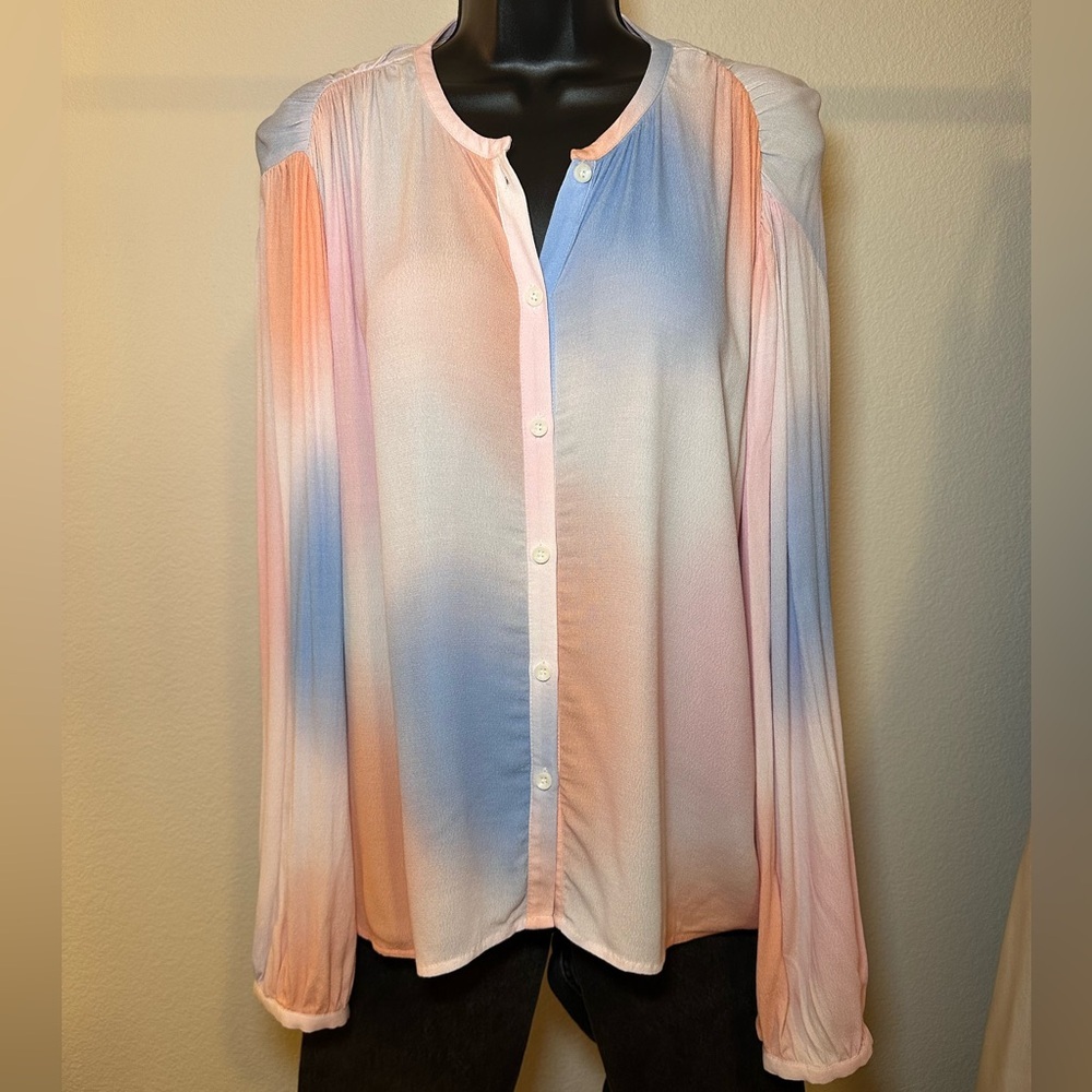 Habitual Cloud Print Button Down Blouse